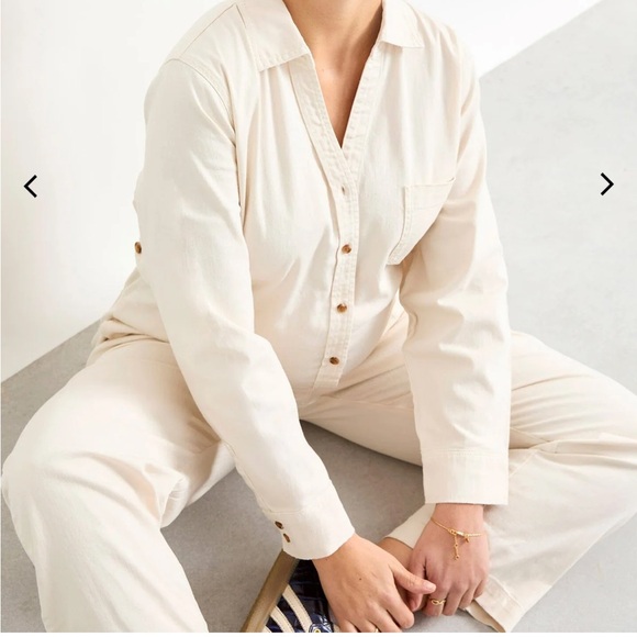 Hatch Ivory Button-Front Jumpsuit